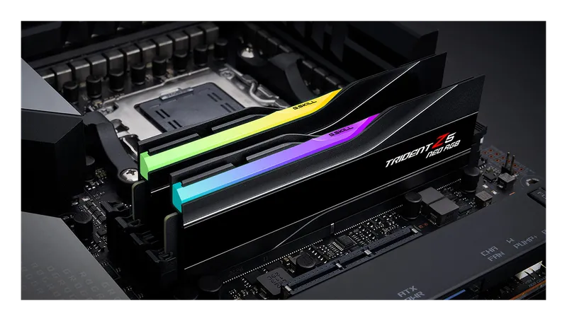 G.Skill Trident Z5 Neo RGB memory installed on a motherboard