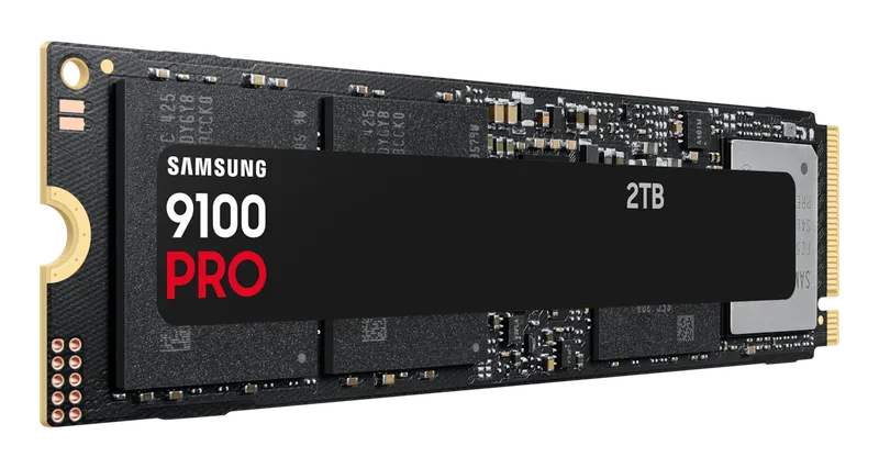 Samsung 9100 PRO 2TB M.2 SSD, angled view