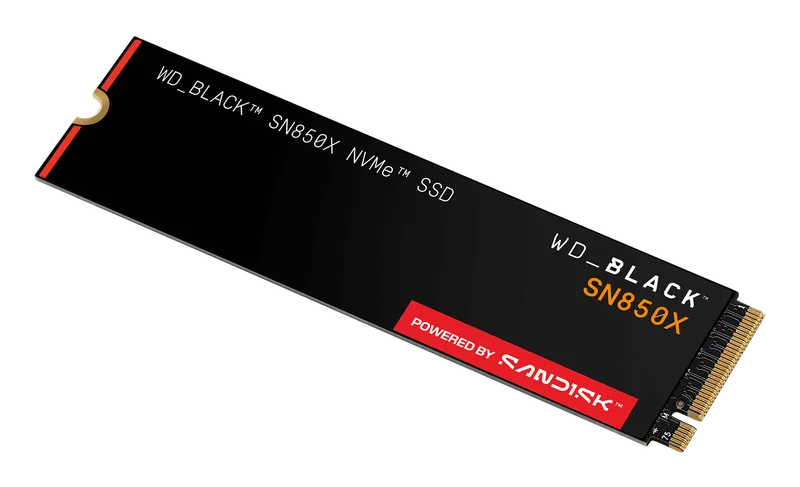 WD_BLACK SN850X NVMe M.2 SSD, angled view