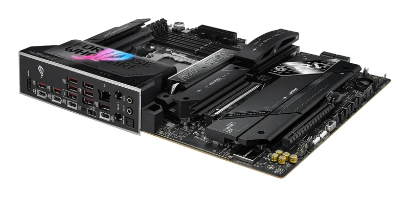 ASUS ROG Strix X870E-E Gaming WiFi motherboard, rear I/O angle