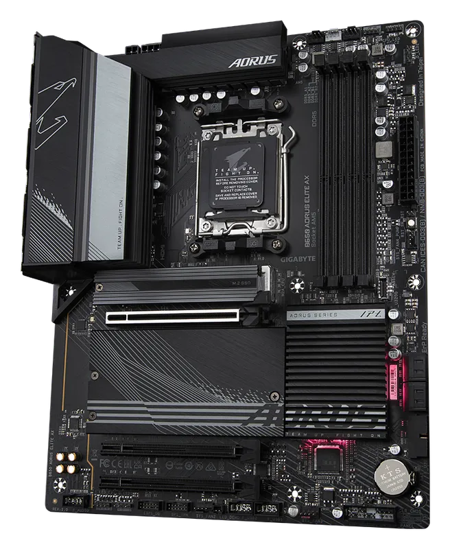 Gigabyte B650 Aorus Elite AX motherboard, other angle