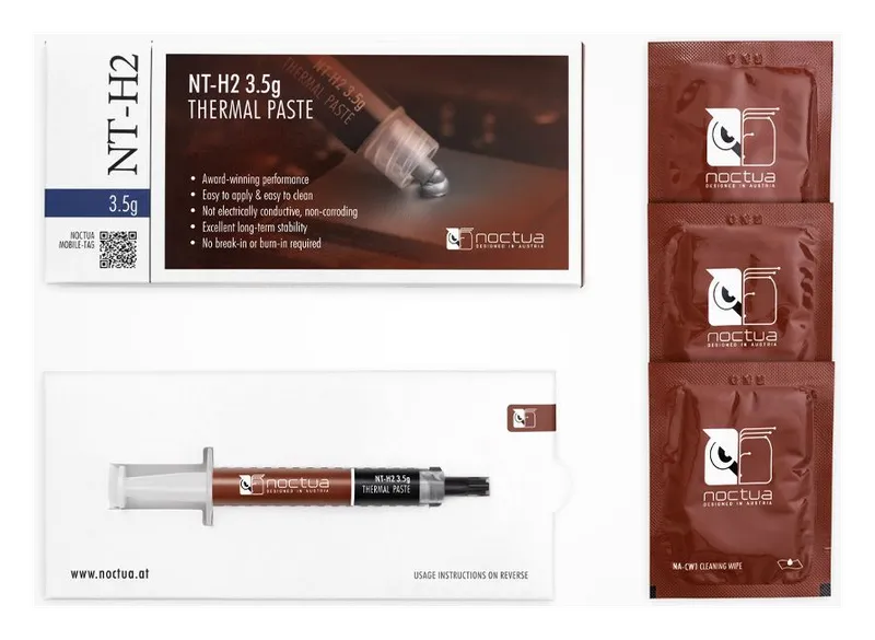 Noctua NT-H2 thermal paste retail pack with cleaning wipes