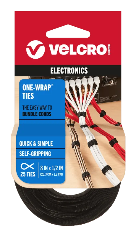 VELCRO Brand ONE-WRAP ties for electronics, 25 pack