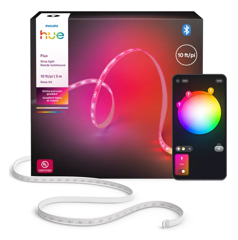 Philips Hue Flux 10 ft Lightstrip retail box and app