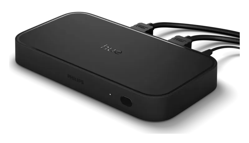Philips Hue Play HDMI Sync Box 8K with cables connected