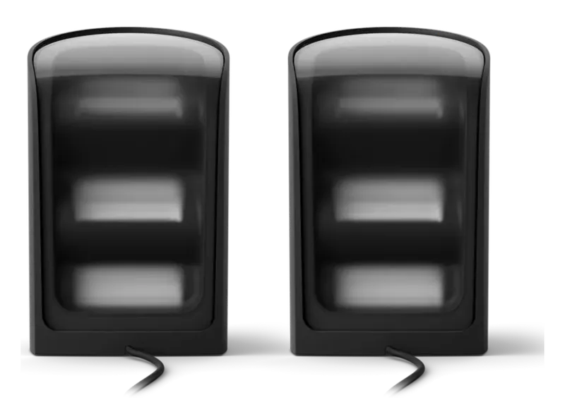 Two Hue Play Wall Washer lights in black, unlit, front view