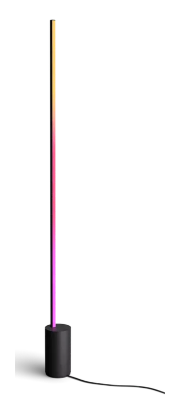 Philips Hue Signe Gradient Floor Lamp in black glowing pink and orange